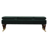 Green Velvet Storage Bench With Castor Legs
