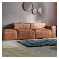 Vintage Style Chunky Large Tan Brown Leather Upholstered Sofa 250cm Wide