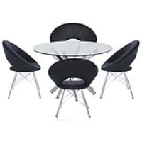 130cm Round Dining Set With 4 Black Orb Chairs