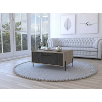 Washed Oak and Carbon Grey Oak Effect Low Storage Coffee Table with 1 Drawer