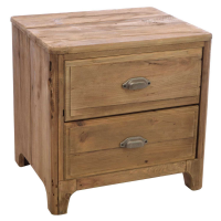 Rustic Reclaimed Pine 2 Drawer Small Lamp End Bedside Table Country Style
