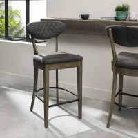 Ellipse Fumed Oak Dark Grey Fabric Upholstered Kitchen Breakfast Bar Stool