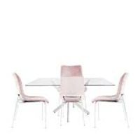 Value Nova 160cm Rectanglular Dining Table And 4 Pink Zula Chairs