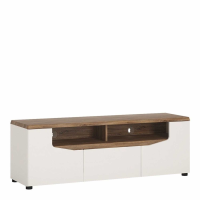 Modern White High Gloss and Oak 2 Door 1 Drawer TV Media Entertainment Unit