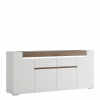 Traditional Wide White and Oak Finish 4 Door 2 Drawer Living Room Sideboard 84.5x190cm
