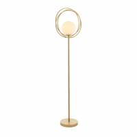 Modern Style Brushed Gold Double Insulated Floor Lamp With Opal Glass Shade 155.6 x 41cm