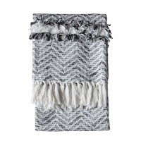Herringbone Throw Cream Black