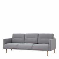 Modern Pale Grey Fabric Upholstered 3 Seater Sofa on Light Oak Legs