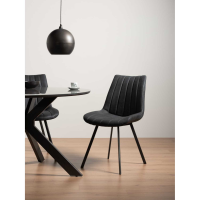 Modern Black Velvet Fabric Kitchen Dining Chair Black Metal Legs