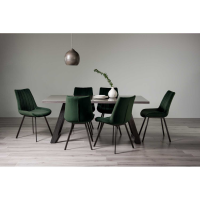Hirst 6 Seater Rectangular Dining Table And Fontana 6 Green Velvet Chairs Dining Set