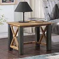 Reclaimed Wood And Steel Cross Framed Lamp End Table Open Front Side