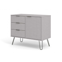 Retro Small Grey 1 Door 3 Drawer Living Room Sideboard With Pull Up Handles 73.6x90cm