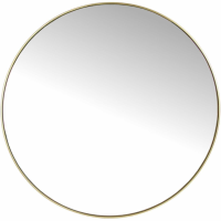 Round Modern Small Clear Wall Mirror With Slim Gold Finish Metal Frame 80cm