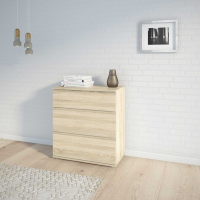 Light Oak Bedroom Chest of 3 Drawers Modern Handle Free 76 x 87cm