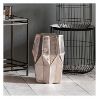 Modern Silver Finished Polygonal Shaped Living Room Side Table 50 x 33cm