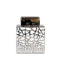 Cracked Style Value Medium Size White And Silver Rectangular Ginger Jar 22 x 17cm