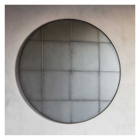 Modern Style Silver Finish Large Round Wall Mirror With Grids 100cm Diameter
