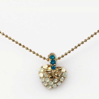White Opal Blg Heart Butterfly Necklace