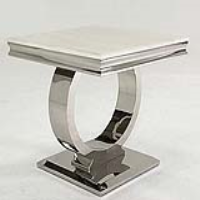 Arianna Sqaure Modern Cream Marble Lamp End Table Stainless Steel Base 60cm