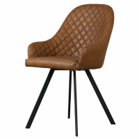 Stockholme Chequered Tan Brown Faux Leather Upholstery Kitchen Dining Room Chair 84 x 47 x 42cm