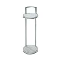 Value Ellipse Silver Side Table With Marble Effect Tabletop