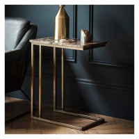 Modern Geometric Design Metal Framed Supper Side Table with Marble Top 52x65cm