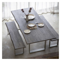 Modern Rectangular Rustic Acacia Wood Grey Extra Large 240cm Kitchen Dining Room Table