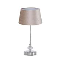 36. 5cm Crystal And Chrome Table Lamp With 9inch Champagne Velvet Shade