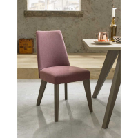 Modern Dining Chair Aged Oak Mulberry Red Fabric Upholstered