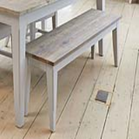Medium Solid Wood Distressed Grey Painted Kitchen Dining Room Bench Limed Top 130cm