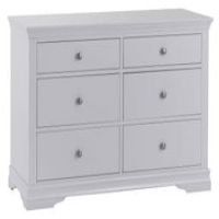 Traditional French Inspired Wooden Grey Painted 6 Drawer Bedroom Chest 80 x 125cm