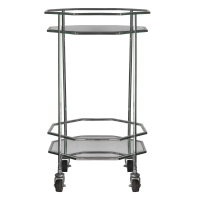 Silver Metal Hostess Tea Cakes Drinks Serving Trolley Clear Glass Tops