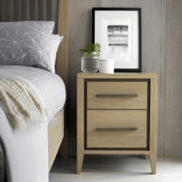 Modern Aged Weathered Oak Wood 2 Drawer Bedside Chest Nightstand 58 x 46cm