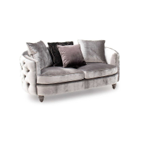 Pewter Velvet Fabric Modern Nicolette Large 2 Seater Pillow Back Sofa 186cm