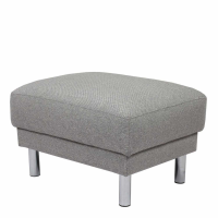 Modern Light Grey Fabric Upholstery Footstool on Chrome Legs