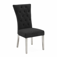 Pembroke Modern Charcoal Velvet Fabric Kitchen Dining Chair Polished Steel Legs