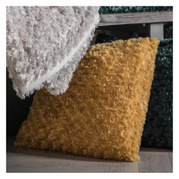 Woodlander Faux Fur Square Scatter Cushion in Ochre Yellow 45cm
