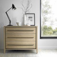 Rimini Modern Style Aged Oak And Weathered Oak 3 Drawer Bedroom Chest 84 x 102cm