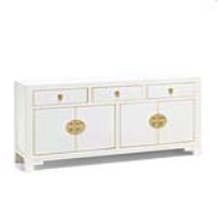 The Nine Schools Qing White Painted Finish Poplar and Plywood Large Chinese Small Sideboard 80x140x35cm