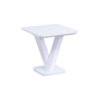 Rafael 50cm Square White Gloss Glass and Steel Lamp End Side Table