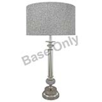 Nickel Diamante Candlestick Table Lamp With 19 Inch Grey Faux Silk Drum Shade