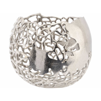 Shoreline Inspired Apo Coral Spherical Aluminium Round Vase Silver Finish