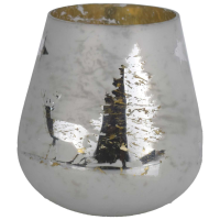 The Noel Collection White Forest Scene Large Candle Holder