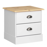 Nola 2 Drawer Bedside White And Pine