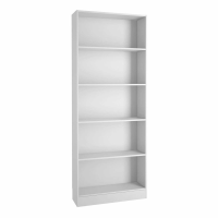 White Painted Finish Simple Tall Wide Open Bookcase 4 Shelves 79 x 203cm