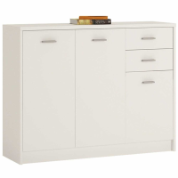 Modern Pearl White 3 Door 2 Drawer Storage Cabinet With Metal Handles 85.4x109.1cm
