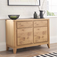 Light Oak Sideboard Storage Cupboard 2 Doors 2 Drawers 110cm Wide