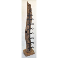 Medium Eroded Natural Wood Industrial Style 8 Bottle Shaped Wine Rack