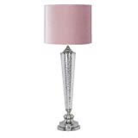 94. 5cm Chrome Glass Table Lamp With 14inch Pink Velvet Shade