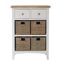 Basket Storage Unit 6 Drawers White Painted with Oak Top 80cm Wide